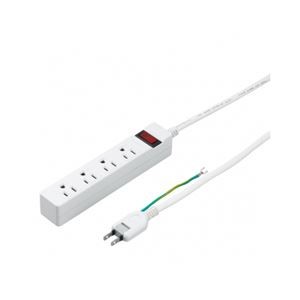 【5個セット】 YAZAWA ブレーカー付タップ 3P 4個口 2m ホワイト H9BJP412WHX5