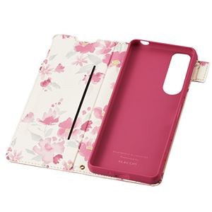 エレコム Xperia 5 III ケース カバー レザー 手帳 フラップ 花柄 マグネット ストラップホール付 ディープピンク PM-X214PLFUJPND
