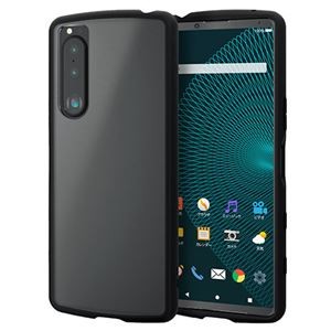 エレコム Xperia 5 III ケース カバー ハイブリッドケース 耐衝撃 薄型 軽量 クリアタイプ ストラップホール付 ブラック PM-X214TSLFCSBK