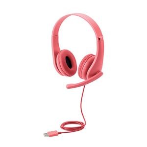 エレコム ヘッドセット 子供専用 小学生 回転式マイクアーム USB 両耳 安全音量低減 サイズ調整機能付き レッド HS-KD01URD
