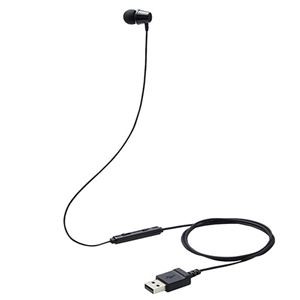エレコム イヤホン 子供用 片耳 有線 マイク付 高耐久 USB 低音量仕様 ミュートスイッチ付 ブラック HS-KD06UBK