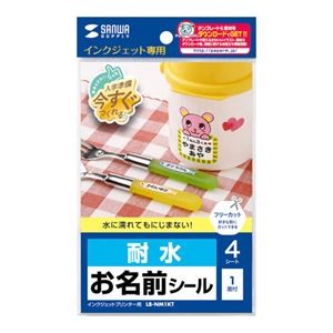 【5個セット】 サンワサプライ インクジェット耐水お名前シール(ノーカット) LB-NM1KTX5