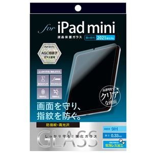 Digio2 iPad mini 2021用 液晶保護ガラスフィルム 光沢指紋防止 TBF-IPM21GS