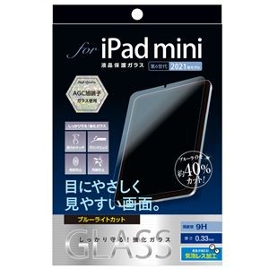 Digio2 iPad mini 2021用 液晶保護ガラスフィルム 光沢BLカット TBF-IPM21GKBC