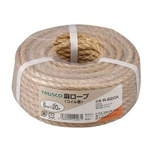 (まとめ) TRUSCO 麻ロープ 3つ打 線径6mm×長さ20m R-620A 1巻 【×3セット】