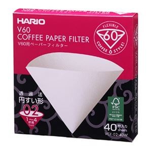 (まとめ) ハリオグラス V60用 ペーパーフィルター 酸素漂白02 1～4杯用 VCF-02-40W 1箱(40枚) 【×20セット】