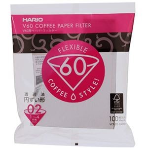 (まとめ) ハリオグラス V60用 ペーパーフィルター 酸素漂白02 1～4杯用 VCF-02-100W 1パック(100枚) 【×10セット】