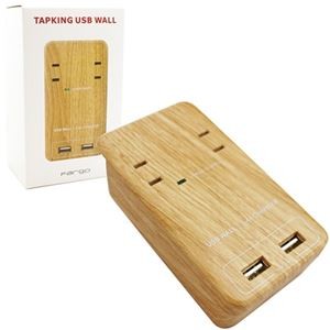 ファーゴ TAPKING USBWALL AC2個口+USB2ポート ベージュウッド PT221BEWD 1個