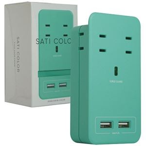 ファーゴ SATI COLOR電源タップ AC4個口+USB2ポート ライトブルー CT221LB 1個