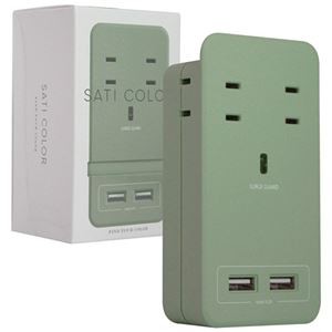 ファーゴ SATI COLOR電源タップ AC4個口+USB2ポート ライトグリーン CT221LG 1個