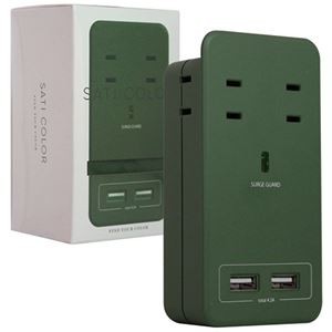 ファーゴ SATI COLOR電源タップ AC4個口+USB2ポート オリーブ CT221OV 1個