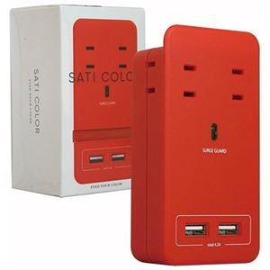 ファーゴ SATI COLOR電源タップ AC4個口+USB2ポート レッド CT221RE 1個