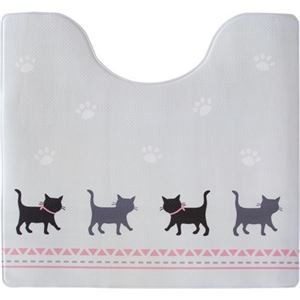 (まとめ) オカ 拭いてお手入れするトイレマット 約55×60cm キャット 1枚 【×3セット】