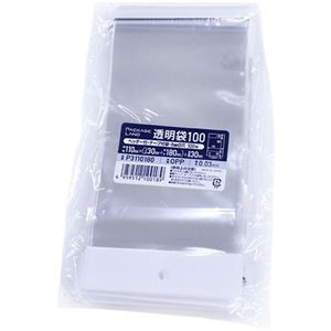 ショーエイコーポレーション ヘッダー付きOPP袋 110×(30+180)+30mm 0.03mm厚 P3110180 1セット(2000枚：100枚×20パック)