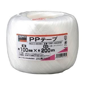 (まとめ) TRUSCO PPテープ 100mm×200m 白 TPP-100200 1巻 【×5セット】