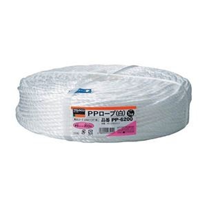 (まとめ) TRUSCO PPロープ 幅6mm×長さ200m 白 PP-6200 1巻 【×3セット】