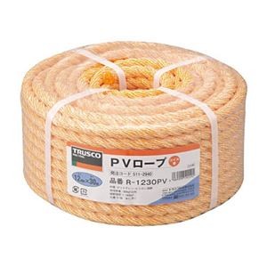 TRUSCO PVロープ 12mm×30m コイル巻 黄 R-1230PV 1巻