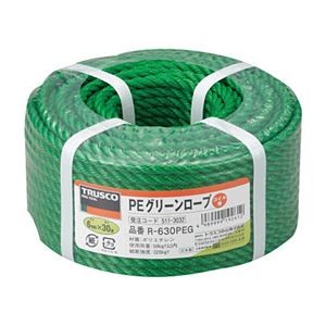 (まとめ) TRUSCO PEグリーンロープ 6mm×30m コイル巻 R-630PEG 1巻 【×3セット】