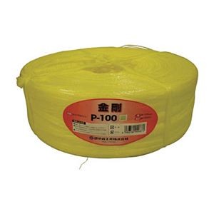 (まとめ) 司化成工業 ツカサ 手結束用PP縄(ツカサテープ) 黄 P-100Y 1巻 【×3セット】