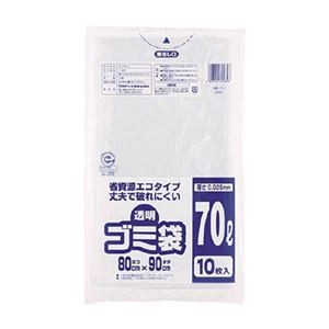 (まとめ) ワタナベ工業 透明ゴミ袋(再生原料タイプ) 70L U-70 1パック(10枚) 【×10セット】