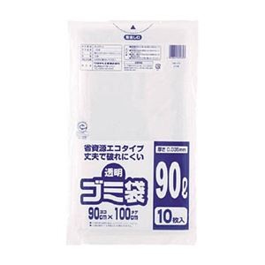 (まとめ) ワタナベ工業 透明ゴミ袋(再生原料タイプ) 90L U-90 1パック(10枚) 【×5セット】