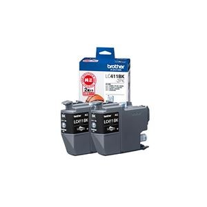 (まとめ) 【純正品】 BROTHER(ブラザー) LC411BK-2PK インクカートリッジ ブラック 2個パック 【×3セット】