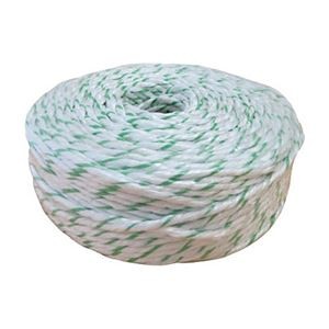 (まとめ) 司化成工業 ペッピーロープ 白/緑 PY-15-100 1巻 【×10セット】
