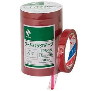 (まとめ) ニチバン フードパックテープ 15mm×50m 赤 FPR-15 1パック(10巻) 【×3セット】
