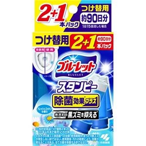 (まとめ) 小林製薬 ブルーレット スタンピー 除菌効果プラス つけ替用 フレッシュコットン 1パック(3本) 【×20セット】