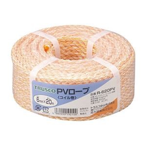 (まとめ) TRUSCO PVロープ 6mm×20m コイル巻 黄 R-620PV 1巻 【×5セット】