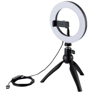 エレコム LEDリングライト 三脚スタンド付き ブラック DE-L02BK