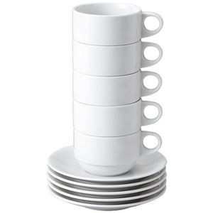 (まとめ) ピーアンドエス スタッキングコーヒー碗皿(5客入り) 【×10セット】