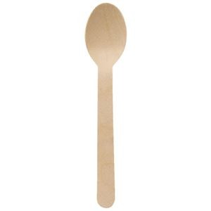 (まとめ) サンナップ 透明袋入 ウッドスプーン 15.5cm 100本 【×5セット】