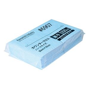 (まとめ) 川西工業 カウンタークロスE薄手ハーフ 100枚 ブルー 【×10セット】