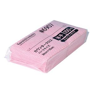 (まとめ) 川西工業 カウンタークロスE薄手ハーフ 100枚 ピンク 【×10セット】