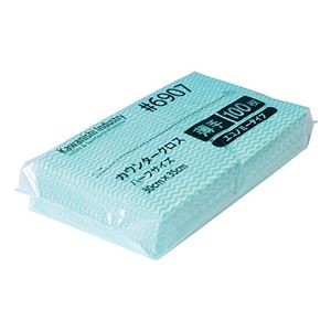 (まとめ) 川西工業 カウンタークロスE薄手ハーフ 100枚 グリーン 【×10セット】