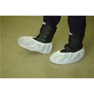 (まとめ) WING ACE シューズカバー すべり止め付 10足入 フリーサイズ ホワイト GA-200 【×10セット】
