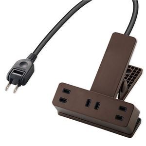 【5個セット】エレコム 延長コード 電源タップ コンセント 2P 3個口 2.5m クリップタイプ 雷サージ ホコリシャッター付 ブラウン T-KF03-2325BRX5