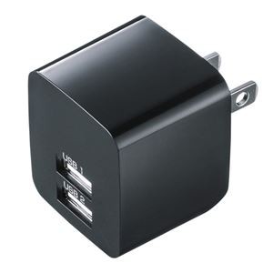 サンワサプライ USB充電器(2ポート・合計2.4A・ブラック) ACA-IP44BK