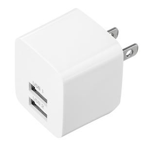 サンワサプライ USB充電器(2ポート・合計2.4A・ホワイト) ACA-IP44W