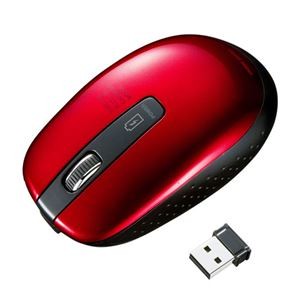 サンワサプライ 充電式ワイヤレスブルーLEDマウス MA-WBL118R レッド