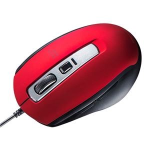 サンワサプライ 静音有線ブルーLEDマウス(5ボタン) MA-BL163R レッド