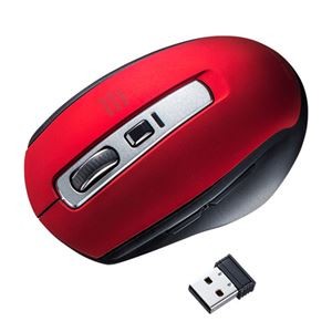 サンワサプライ ワイヤレスブルーLEDマウス MA-WBL161R レッド