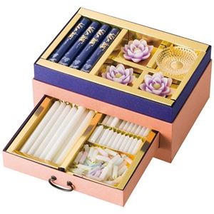 カメヤマ 浄雅(蓮紫) 線香・ローソクセット 6297-094