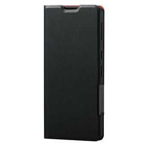 エレコム AQUOS sense6 ソフトレザーケース 薄型 磁石付 ブラック PM-S213PLFUBK