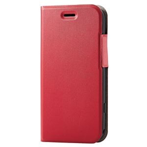 エレコム らくらくスマートフォン ソフトレザーケース 薄型 磁石付 レッド PM-F213PLFURD