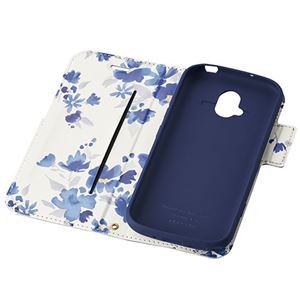 エレコム らくらくスマートフォン ソフトレザーケース 薄型 磁石付 フラワーズ ネイビー PM-F213PLFUJNV