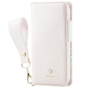エレコム らくらくスマートフォン ソフトレザーケース Enchante'e 磁石付 ストラップ付 ホワイト PM-F213PLFJM3WH
