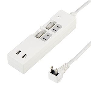 YAZAWA 個別スイッチ付2AC2USB3.4A 2m ホワイト Y02KS422WH2U