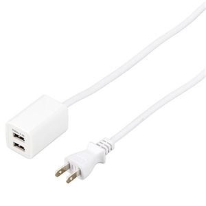 (まとめ) YAZAWA USBタップ 2ポート 2.4A 0.5m ホワイト H720052UWH 【×3セット】